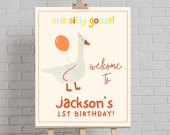Silly Goose Birthday Welcome Sign: First Birthday Party Decor (Digital Download)