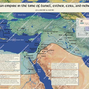 L'empire perse (540-440 av. J.-C.) | Carte de la Bible en téléchargement numérique (PDF) Téléchargement instantané | Parfait pour l'étude de la Bible, l'école à la maison et l'école du dimanche