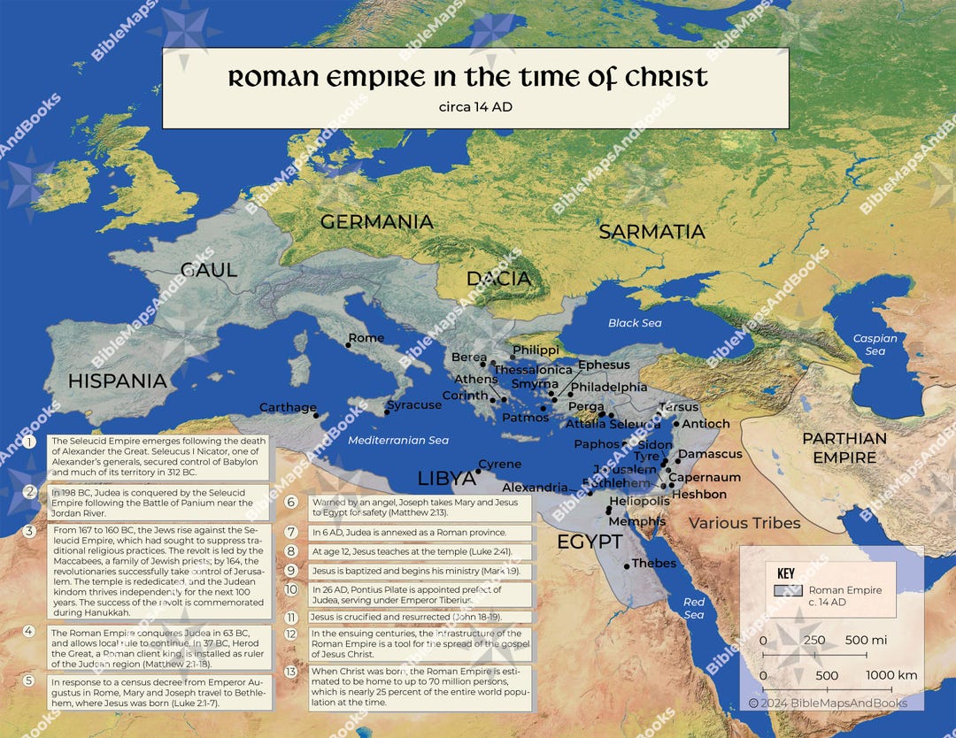 Roman Empire Map at Time of Christ | Bible Study, Homeschool (PDF) - Etsy