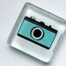 Vintage Camera Glass Tile Pendant with Chain