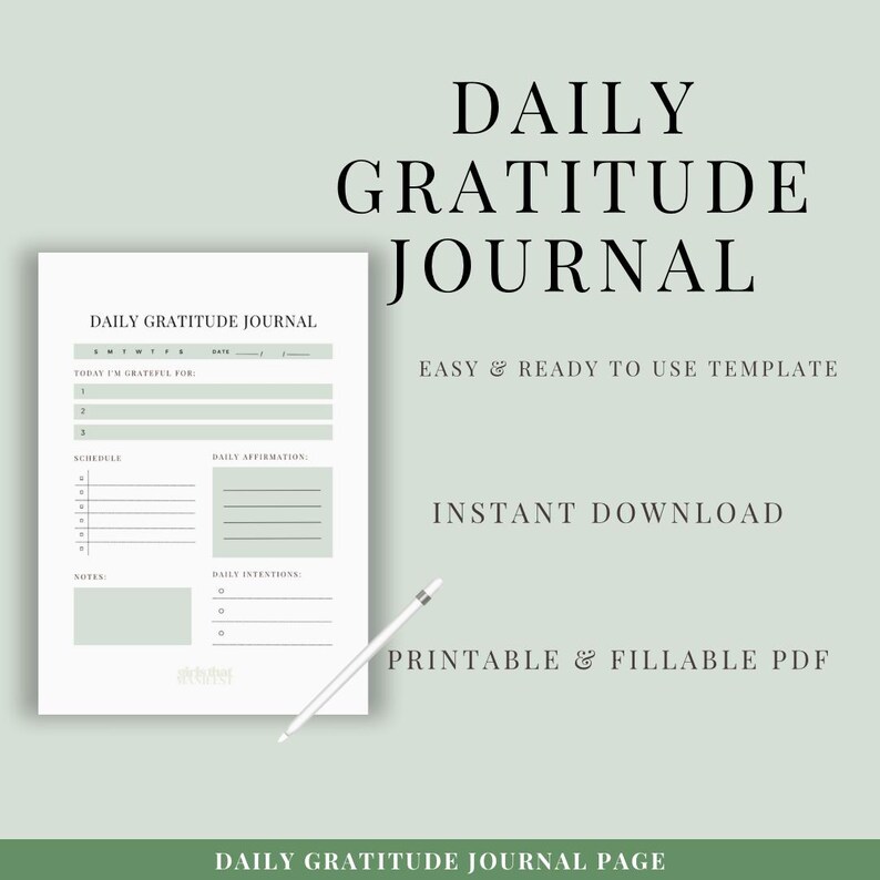 Digital Gratitude Journal, Printable Template, for Daily Reflection ...