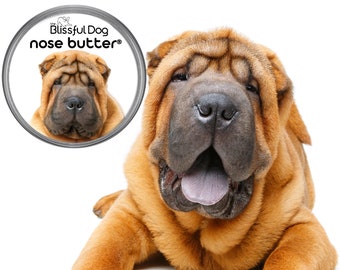 Chinese Shar-Pei Nose Butter® Handcrafted in Minnesota Using All Natural Balm for Crusty or Dry Dog Noses Tins & Tubes with Shar-Pei Label