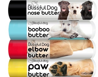 Labrador nariz a dedos de los pies Combo de tubo para narices secas, patas ásperas, callos de codo e irritaciones cutáneas con picazón. Pruebe 4 productos con etiquetas de laboratorio