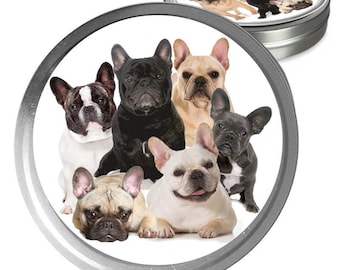French Bulldog Essential Care Combo Handcrafted Balms for Dry Dog Noses, Rough Paws and Itchy Skin Irritations in a Storage/Gift Tin