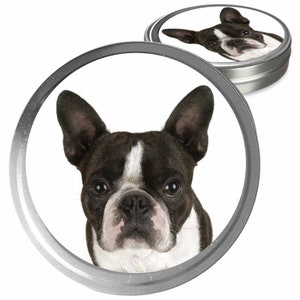 Boston Terrier Essential Care Combo Handcrafted Balms for Dry Dog Noses, Rough Paws and Itchy Skin Irritations in a Storage/Gift Tin image 1