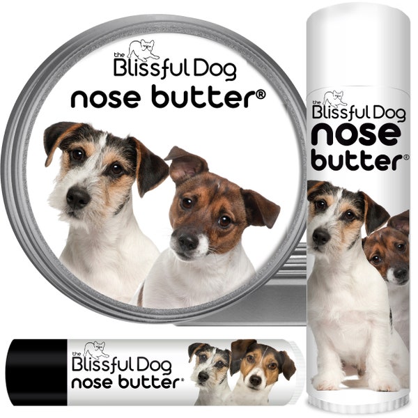 Jack Russell/Parsons Terrier Nose Butter® Handcrafted in Minnesota Using All Natural Balm for Dry Dog Noses Tins & Tubes with JRT Label