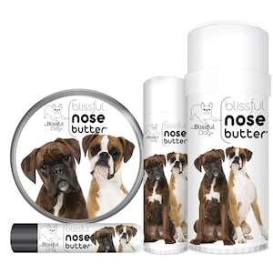 Boxer Nose Butter® Handcrafted in Minnesota Using All Natural Balm for Crusty or Dry Dog Noses Tins & Tubes with Boxer Label