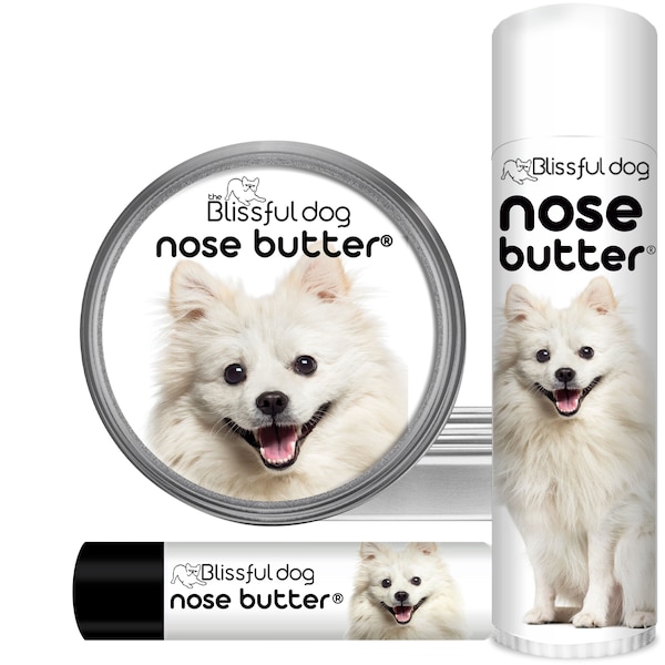 American Eskimo Nose Butter® Handcrafted in Minnesota All Natural Balm for Crusty or Dry Dog Noses Tin & Tubes American Eskimo Dog Label