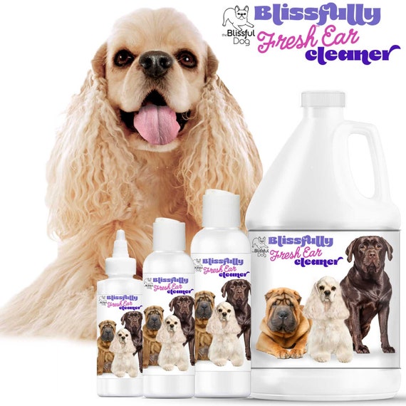 The Blissful Dog Blissfully Fresh Ear Cleaner in EZ Squirt Bottle Keep Your Dog Smelling Blissful With Ear Cleaning 4, 8 & 16 oz bottle