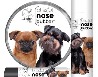 Brussels Griffon Nose Butter® Ręcznie robione w Minnesocie przy użyciu całkowicie naturalnego balsamu do chrupiących lub suchych psich nosów Puszki i tubki z etykietą Griff