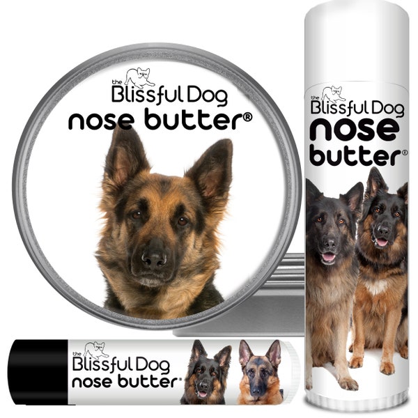 German Shepherd Dog Nose Butter® Handcrafted in Minnesota All Natural Balm for Crusty or Dry Dog Noses in Tins & Tubes with GSD Dog Label