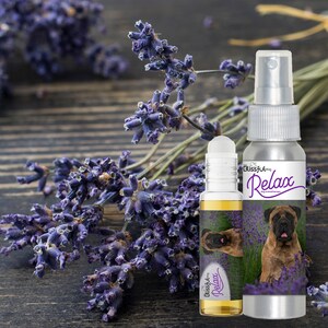 Bullmastiff Relax Dog Aromatherapy Roll-On & Spray for Thunderstorm Fears, Fireworks, Separation Anxiety, Travel or Stress