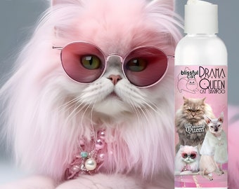 Le shampooing Blissful Cat Drama Queen pour votre chat Diva discriminant hydratant et clarifiant disponible en 4, 8 et 16 oz et gallons