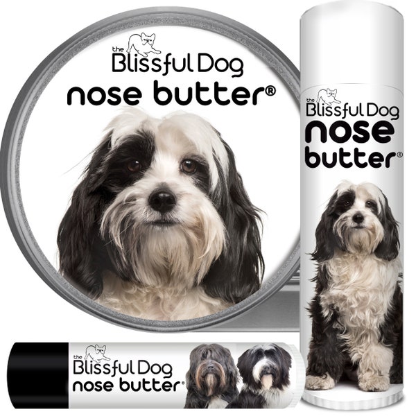 Tibetan Terrier Nose Butter® Handcrafted in Minnesota Using All Natural Balm for Crusty or Dry Dog Noses Tins & Tubes with Terrier Label