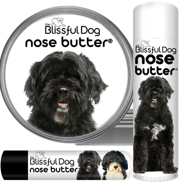 Portuguese Water Dog Nose Butter® Handcrafted in Minnesota Using All Natural Balm for Crusty or Dry Dog Noses Tins & Tubes with PWD Label