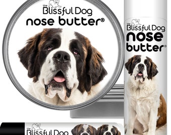 Saint Bernard Nose Butter® Handcrafted in Minnesota Using All Natural Balm for Crusty or Dry Dog Noses Tins & Tubes with Saint Bernard Label