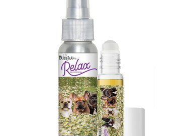 French Bulldog Relax Dog Aromatherapy Roll-On & Spray for Thunderstorm Fears, Fireworks, Separation Anxiety, Travel or Stress