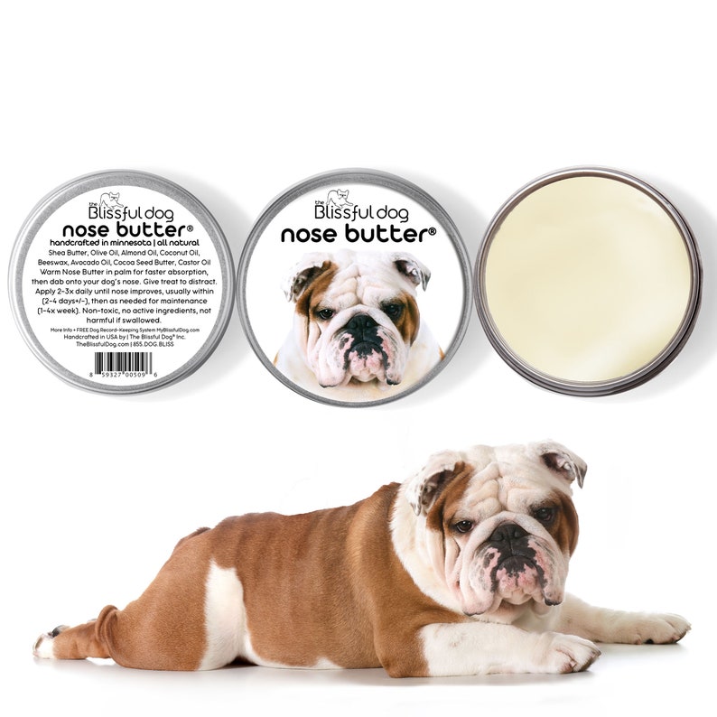 Bulldog Nose Butter® Handcrafted in Minnesota Using All Natural Balm for Crusty or Dry Dog Noses Tins & Tubes with Bulldog Label image 2