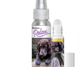 Flat-Coated Retriever Relax Dog Aromatherapy Roll-On & Spray for Thunderstorm Fears, Fireworks, Separation Anxiety, Travel or Stress