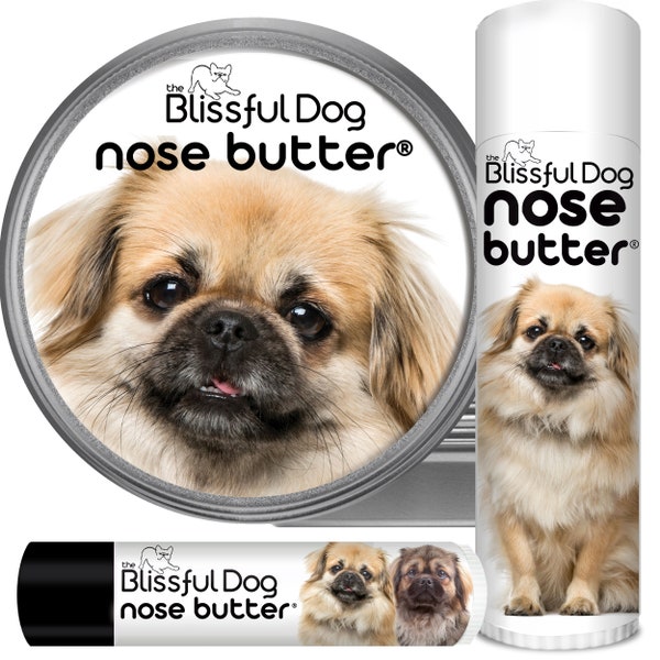 Tibetan Spaniel Nose Butter® Handcrafted in Minnesota Using All Natural Balm for Crusty or Dry Dog Noses Tins & Tubes with Spaniel Label