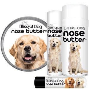 Golden Retriever Nose Butter® Handcrafted in Minnesota Using All Natural Balm for Crusty or Dry Dog Noses Tins & Tubes with Golden Label image 1