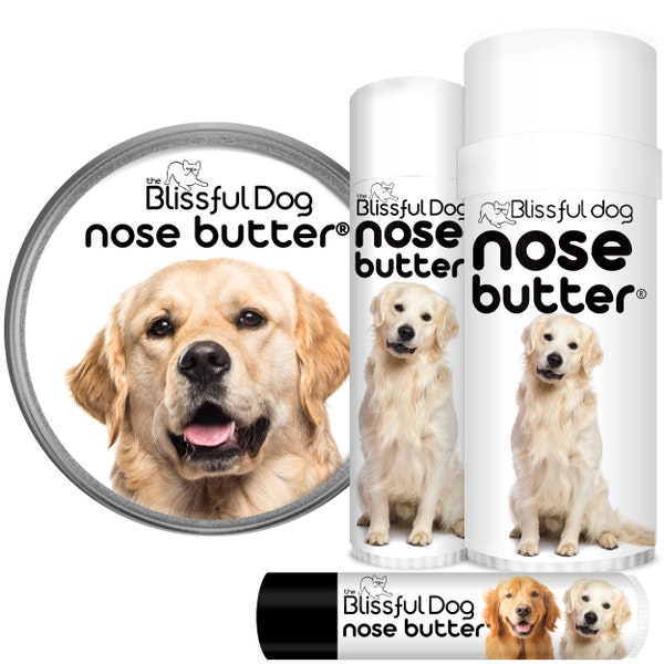 Golden Retriever Nose Butter® Handcrafted in Minnesota Using All Natural Balm for Crusty or Dry Dog Noses Tins & Tubes with Golden Label