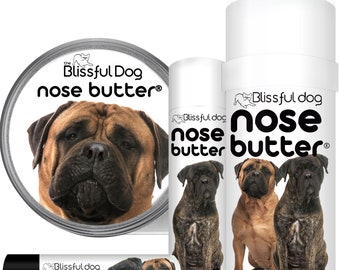 Bullmastiff Nose Butter® Handcrafted in Minnesota Using All Natural Balm for Crusty or Dry Dog Noses Tins & Tubes with Bullmastiff Label