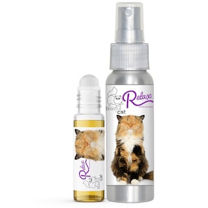 The Blissful Cat Aromatherapy Roll-On & Spray for Feline Fears, Anxiety, Stress, Emotional Issues Individually Handcrafted in Minnesota