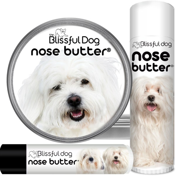 Coton de Tulear Nose Butter® Handcrafted in Minnesota Using All Natural Balm for Crusty or Dry Dog Noses Tins & Tubes with Coton Label