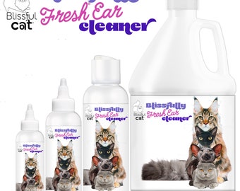 The Blissful Cat® Blissfully Fresh® Cat Ear Cleaner I Keep Your Cat Smelling Blissful With Ear Cleaning 4, 8,  16 & 1 Gallon