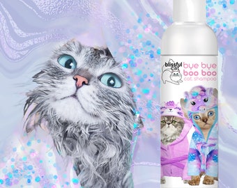 The Blissful Cat Bye Bye Boo Boo Cat Shampoo Gentle Herbal Wash Helps Banish Dry Itchy Skin Irritations 4, 8 and 16 oz Bottle and Gallons