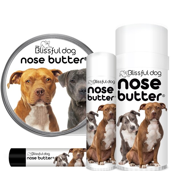 American Staffordshire Terrier Nose Butter® Handcrafted in Minnesota All Natural Balm for Crusty or Dry Dog Noses  with AmStaff Dog Label