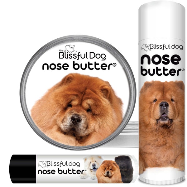 Chow Chow Nose Butter® Handcrafted in Minnesota Using All Natural Balm for Crusty or Dry Dog Noses Tins & Tubes with Chow Chow Label