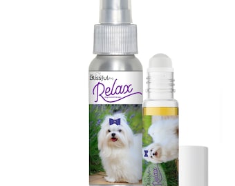 Maltese Relax Dog Aromatherapy Roll-On & Spray for Thunderstorm Fears, Fireworks, Separation Anxiety, Travel or Stress