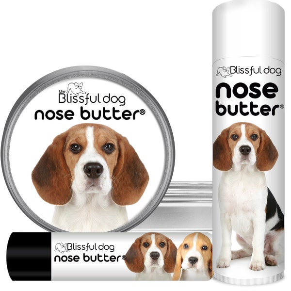 Beagle Nose Butter® Handcrafted in Minnesota Using All Natural Balm for Crusty or Dry Dog Noses Tin & Tubes with Beagle Label