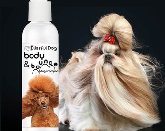 Blissfully Clean Dog BODY & BOUNCE Dog Shampoo for Coats That Crave Volume and Mega Watt Oomph, Silky Coats 4, 8, 16 oz Bottle, Gallons