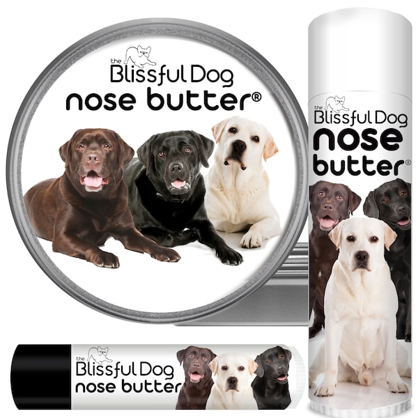 Labrador Retriever Nose Butter® Handcrafted in Minnesota Using All Natural Balm for Crusty or Dry Dog Noses Tins & Tubes with Lab Label