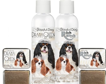 Cavalier King Charles Spaniel Shampoo for Your Diva Dog in 4, 8, 16 oz Bottles & Gallons PG-Rated Rich Bitch or G-Rated Drama Queen Label