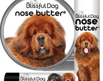 Tibetan Mastiff Nose Butter® Handcrafted in Minnesota All Natural Balm for Crusty, Dry Dog Noses in Tins & Tubes with Tibetan Mastiff Label