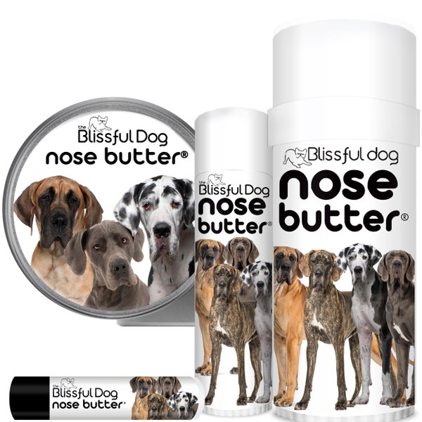 Great Dane Nose Butter® Handcrafted in Minnesota All Natural Balm for Crusty or Dry Dog Noses in Tins & Tubes with Great Dane Dog Label