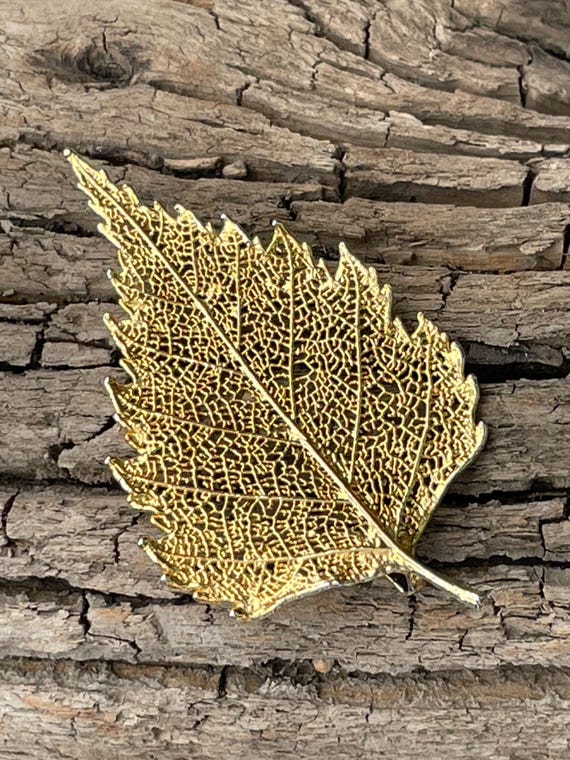 Vintage Art Nouveau Gold Dipped Real Leaf Pendant - image 1