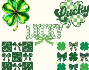 Karierter Glücks St. Patricks Day Coquette Png, Glitzer St. Patricks Day Png, St Patricks Coquette Png, St Patrick's Day Bundle Png, irischer Png