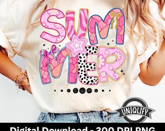 Preppy Summer Floral PNG, Coquette Summer PNG, Retro Summer Png, Beach Png, Hello Summer Png, Summer Checkered Png, Summer Brushstroke Png