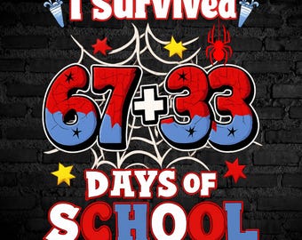 Ik overleefde 100 dagen school png, ik overleefde 67 dagen school png, 67 33 dagen school png, 100e schooldag png, leraar student cadeau