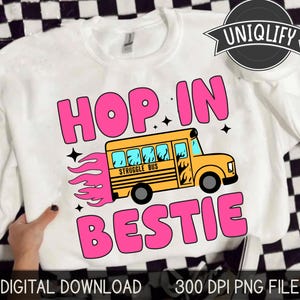 Kampf Bus Hop In Bestie PNG | Trendiges PNG | Beliebte PNG | Psychische Gesundheit Png | Lustige Angst Png | Viral Girly Png | Niedliches Aufkleber Design |