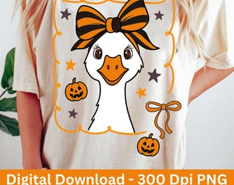 Oie d'Halloween PNG, Coquette d'Halloween png, Halloween noeuds png, Spooky Goose png, Coquette d'oie Png, Design par sublimation d'oie, automne Png