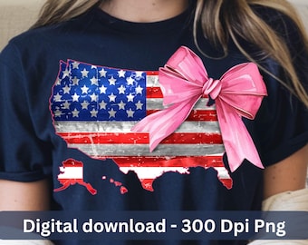 4th Of July Png, Distressed Coquette American Flag Png, USA Png Fourth Of July Png Patriotic Sublimation T-Shirt Print Digital File Download