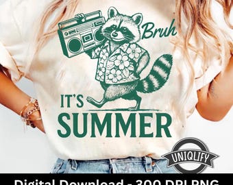 Funny Raccoon Summer png Bruh it's Summer Raccoon shirt design Summer Sublimation Png cute Animal graphic Retro Summer Vacation Shirt Png