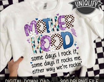 Motherhood Coquette Bow Checker Png, Preppy Mother hood Png, Funny Mom Png, Sarcastic Mama Retro, Mom shirt design, Sassy Mothers Day Png