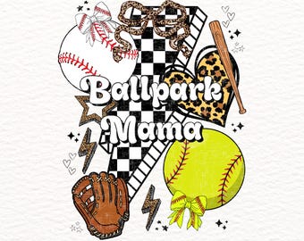Mamá de béisbol de softbol PNG, Mamá de estadio de béisbol retro Png, Vibraciones del día del juego, Deportes de coqueta con lazo Png, Mamá de béisbol a cuadros Png, Mamá de softbol Png
